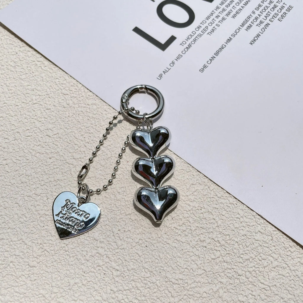 Acrylic love heart key ring with electroplated finish in black colour option