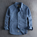Men's cotton long sleeve cardigan style shirt in light blue solid colour