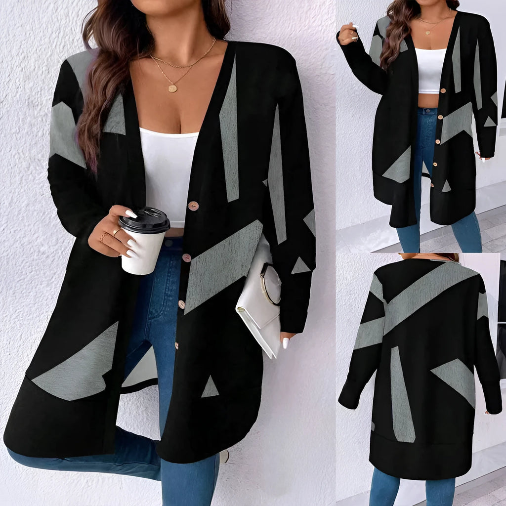 Black loose casual plus size knitwear cardigan with button stitching in Japanese Korean style