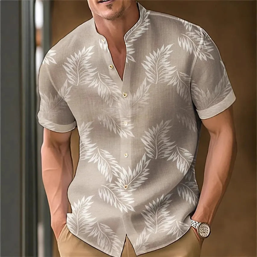 Men's printed polyester fiber shirt in colour MB01RQ250407Y085, front view, size S to 4XL