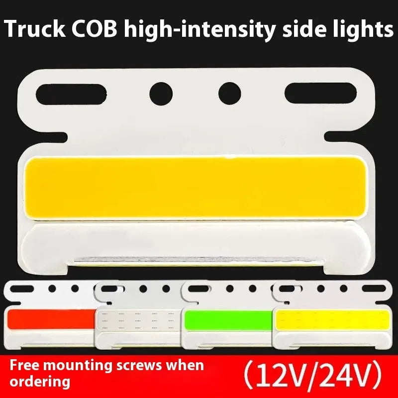 12V or 24V aluminium alloy COB LED truck side light for ground illumination, shown in one of five colour options