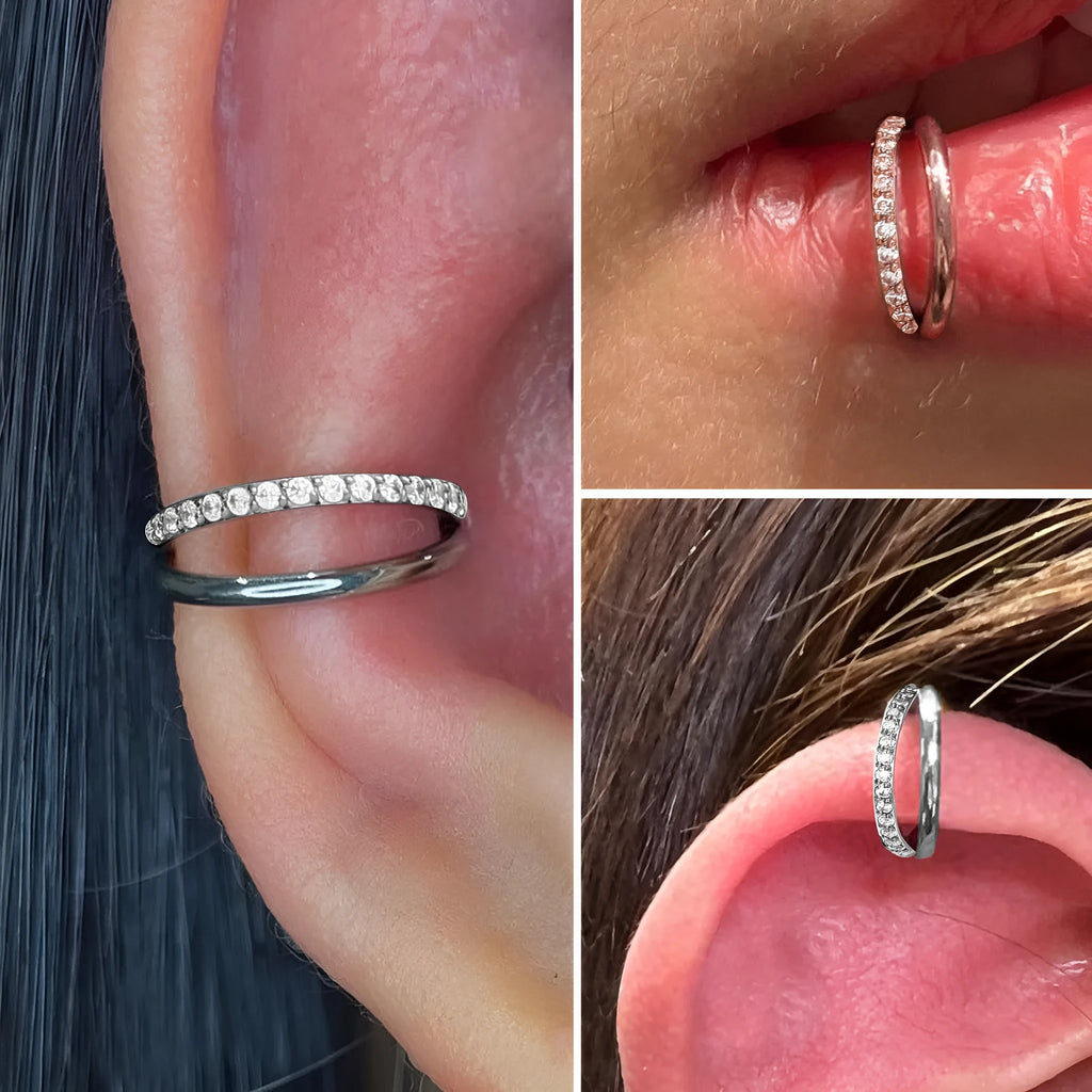 Titanium alloy fork nose ring body piercing jewellery in silver, gold, black, rose gold colours.