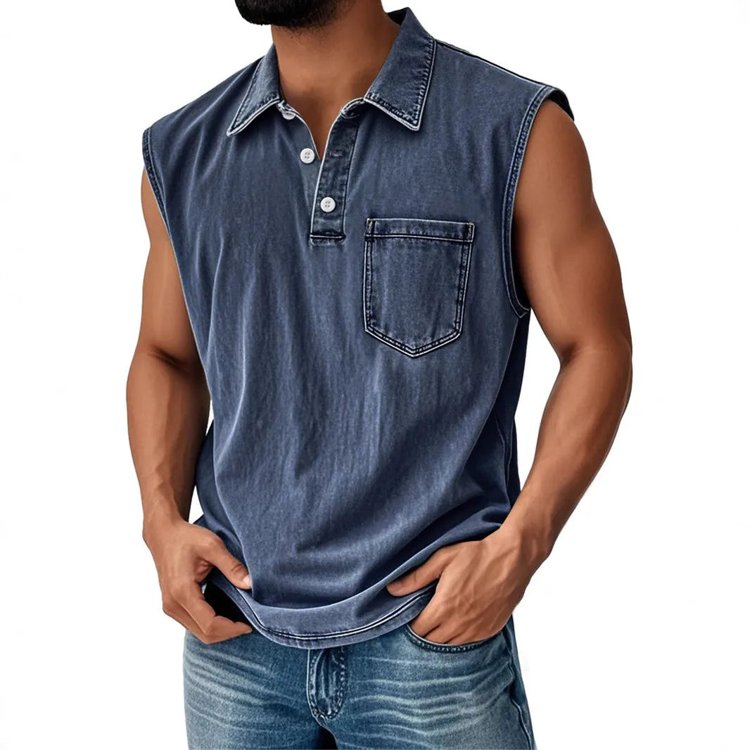 3D digital printed men's button polo shirt short sleeve loose fit polyester fibre leisure top