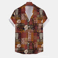 Casual Short-sleeved Shirt Printed Men Loose Fit Button-Down Cardigan Summer Top Polyester Fleur Pattern Adults Youth XXS-XXXXL