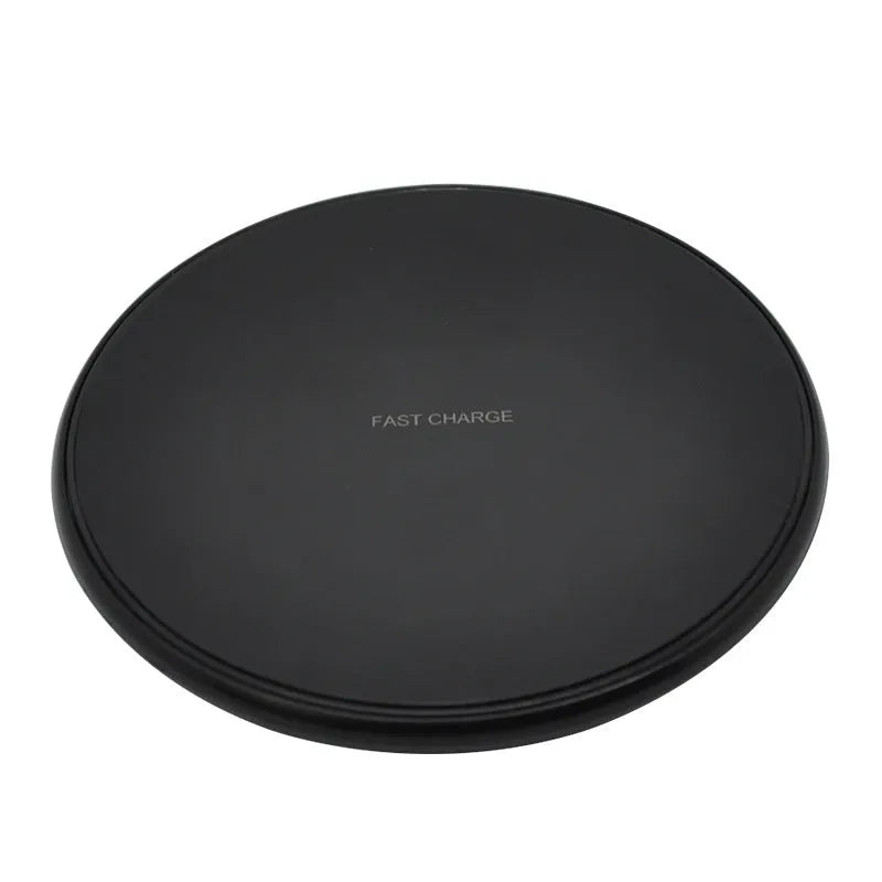 Round 10W wireless charger with indication function in black finish