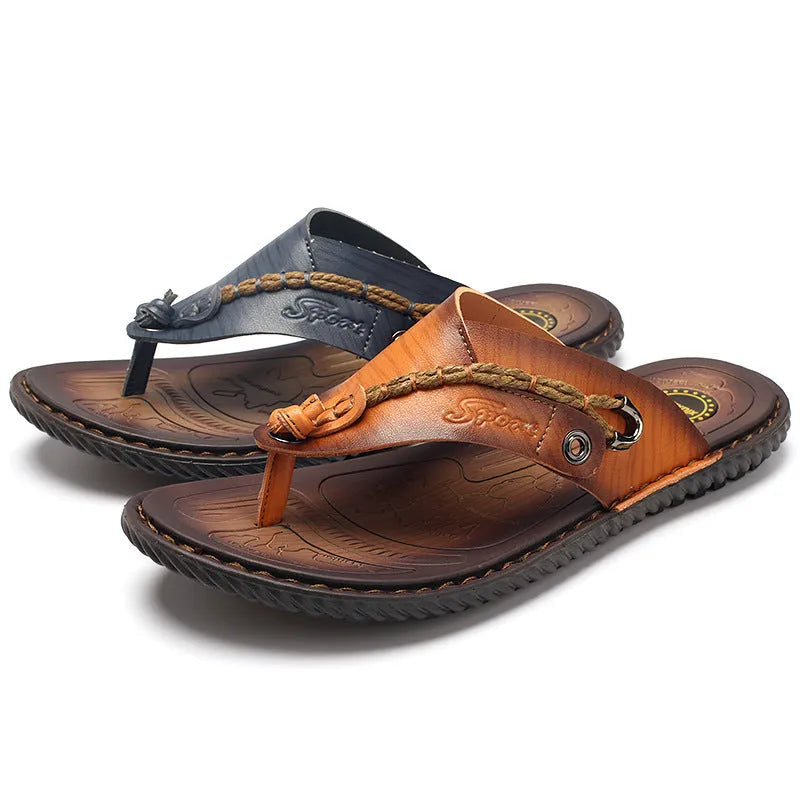 Men's dark blue herringbone pattern outdoor slippers with rubber sole, size 46