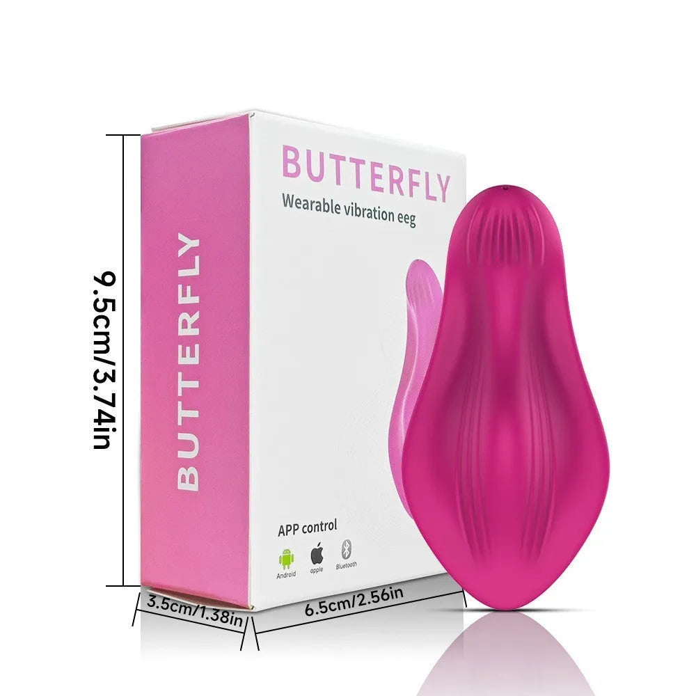 Rose red APP remote control female massager with cute butterfly design and USB charging
