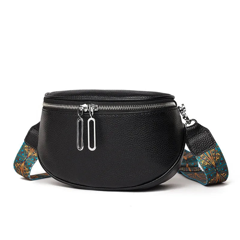 Women's soft PU messenger bag in saddle shape showing cross-border style with single shoulder strap