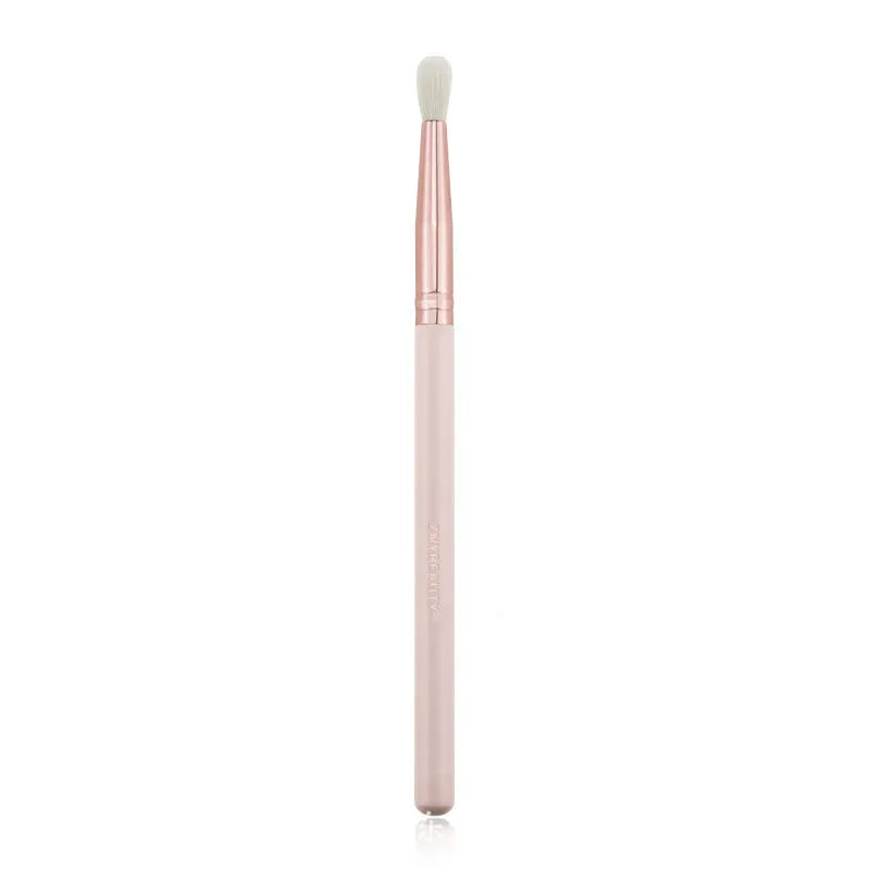 26 piece pink makeup brush set with wooden handles in PU storage bag