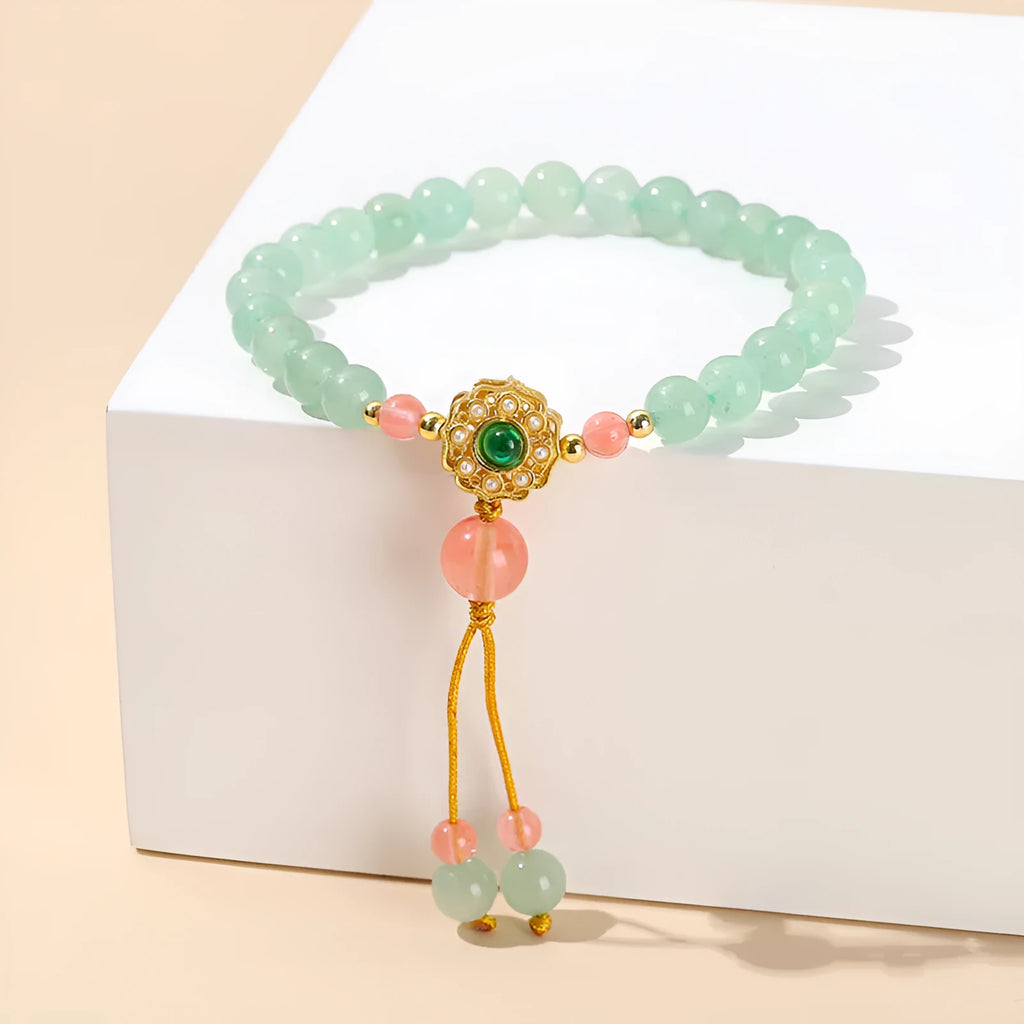 Natural crystal jade bracelet for women, green colour, handmade fresh style