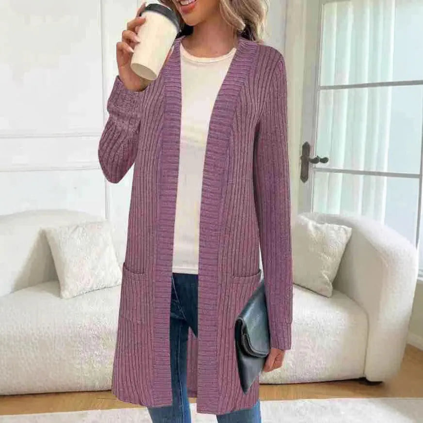 Long sleeve loose fit knitted cardigan jacket in black, wine red, or grey colour for sizes 1XL to 5XL