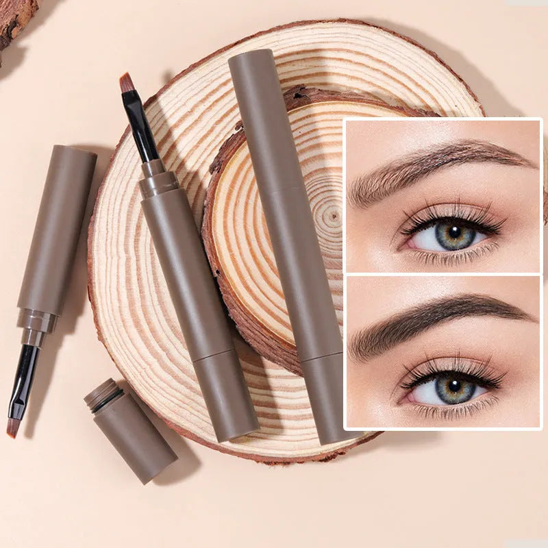 Double-headed eyebrow cream with pencil and powder ends in natural brow shades