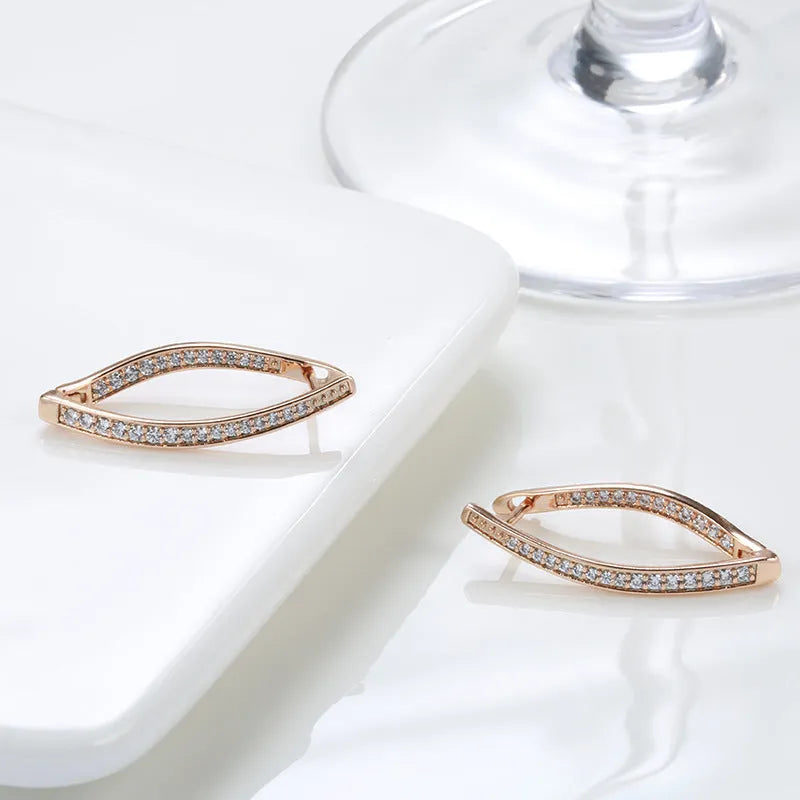 Geometric copper drop earrings with zircon accents for women, H0493 colour