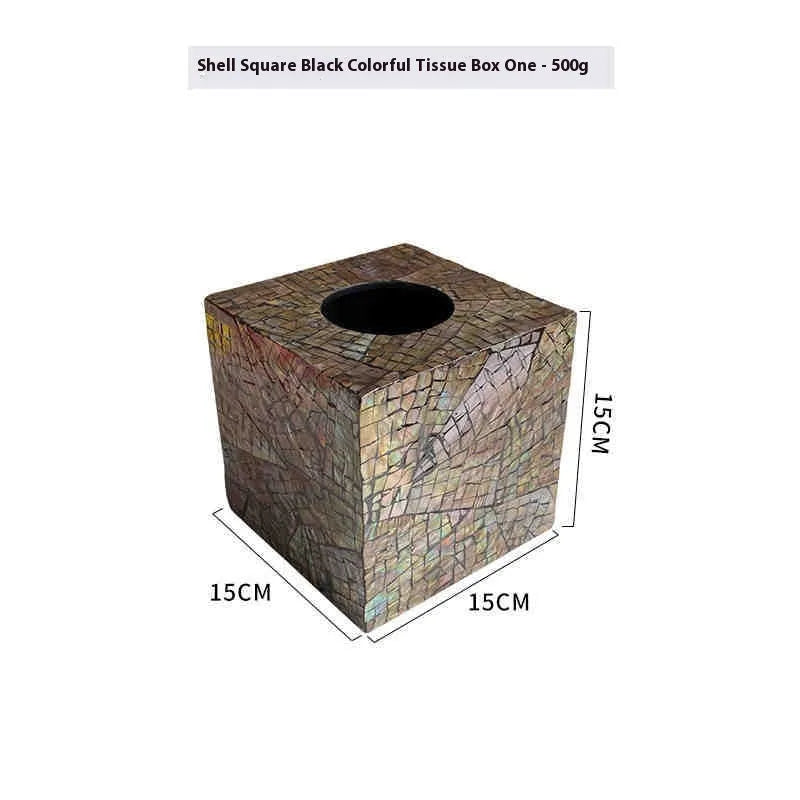 Black natural shell storage box in modern design for tissue storage and tabletop organisation