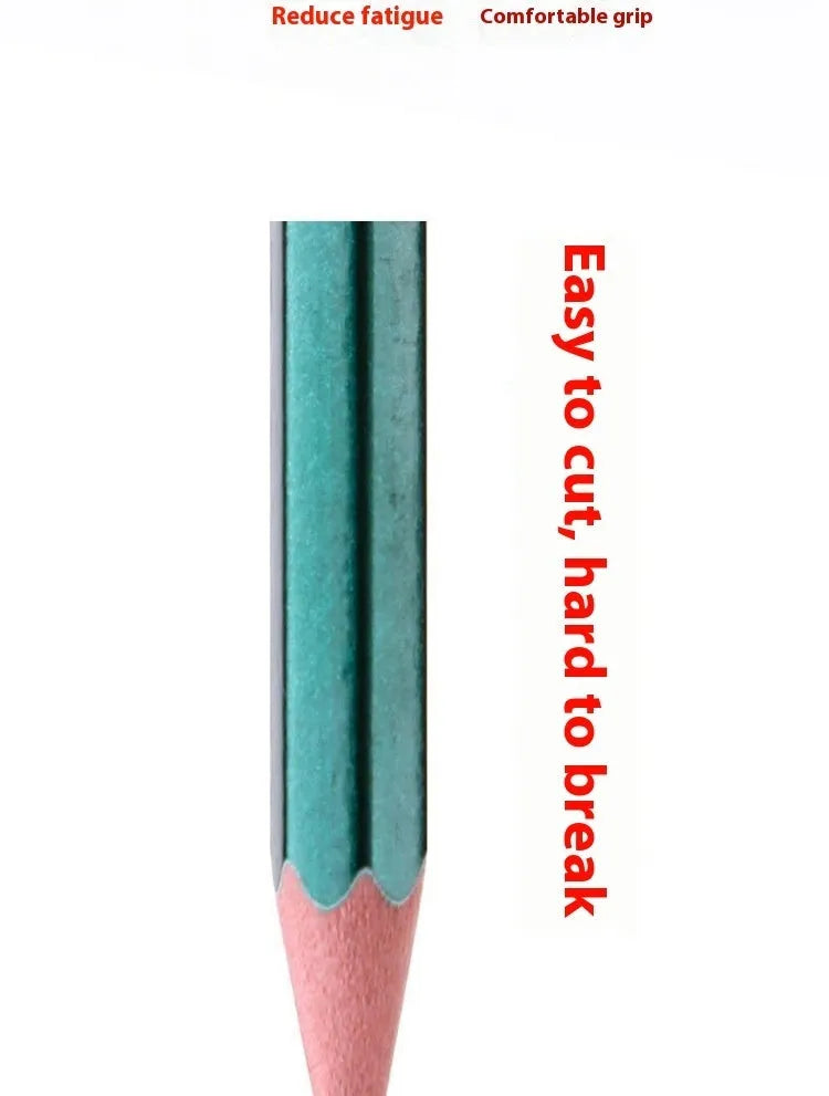 Green hexagonal wooden drawing pencils in HB and 2B grades, box of 10 pieces.