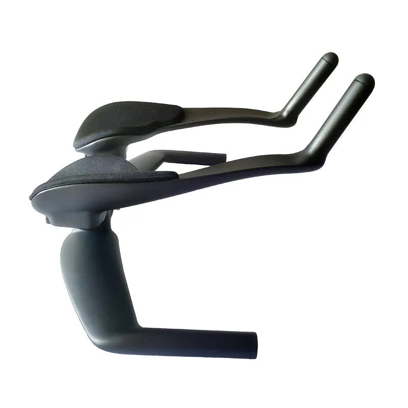 Carbon fibre TT handlebar with clip-on extension in black matt finish, 31.8mm clamp, for road and time trial bikes