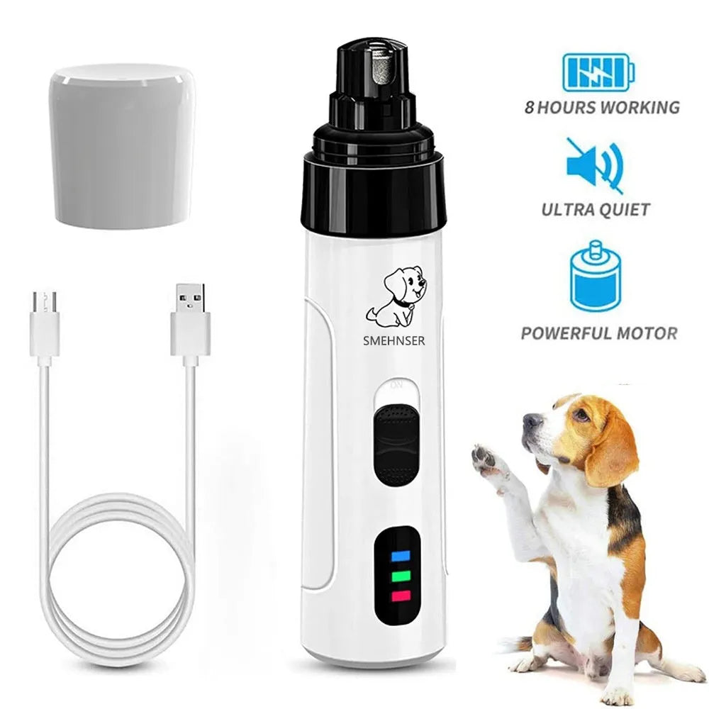 3-speed LED electric dog nail trimmer with automatic piercing and dust collection system