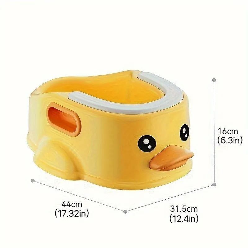 Blue PVC duck-shaped bathtub for washing small dogs and cats on a white background