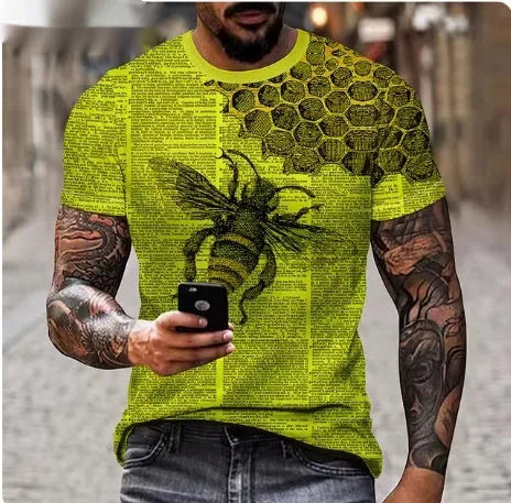 Men's black T-shirt with detailed 3D fierce lion graphic print on chest