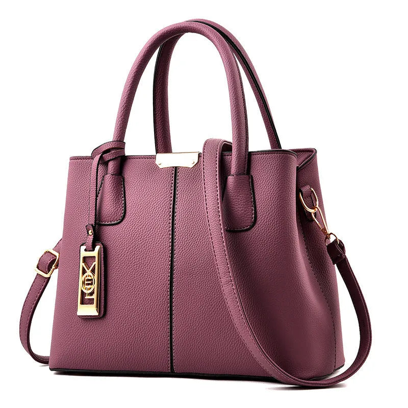Soft PU large capacity shoulder bag in horizontal square shape with leather strap