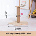 Solid wood cat scratching post with turntable platform in oval mushroom design