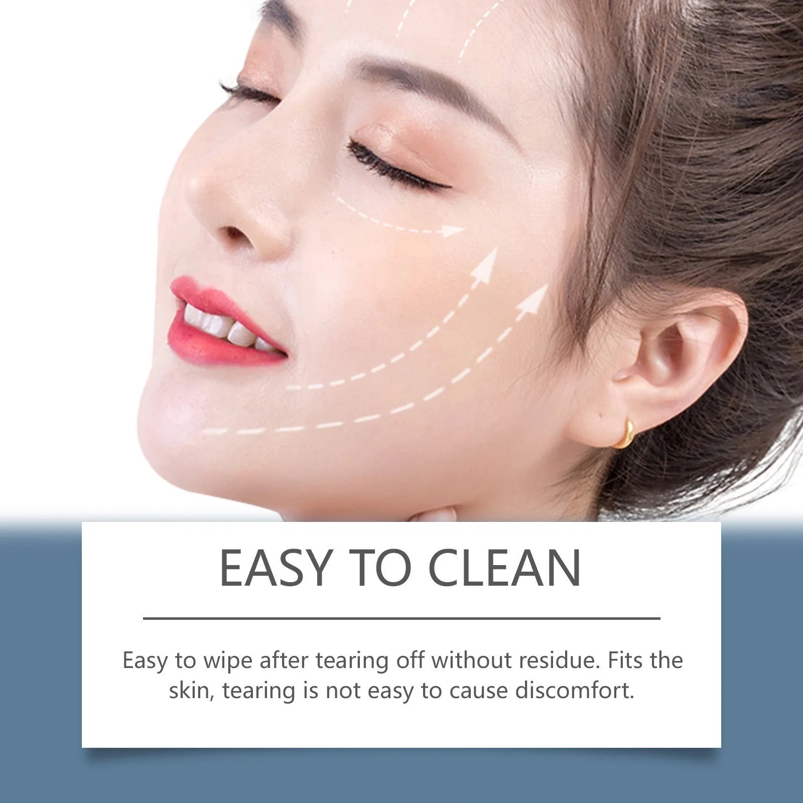 HANCHOBIT facial hair removal wax paper set with 20 wax strips and 10 wet wipes for upper lip, chin, cheeks, and eyebrows