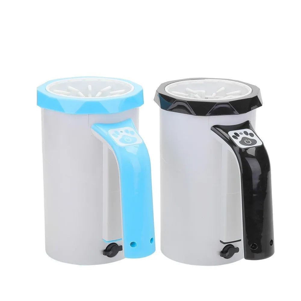 Pet automatic foot-washing machine USB rechargeable silicone dog paw cleaner in white and blue