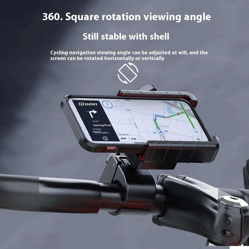 Black and red motorcycle electric bicycle cellphone holder navigation bracket on handlebars