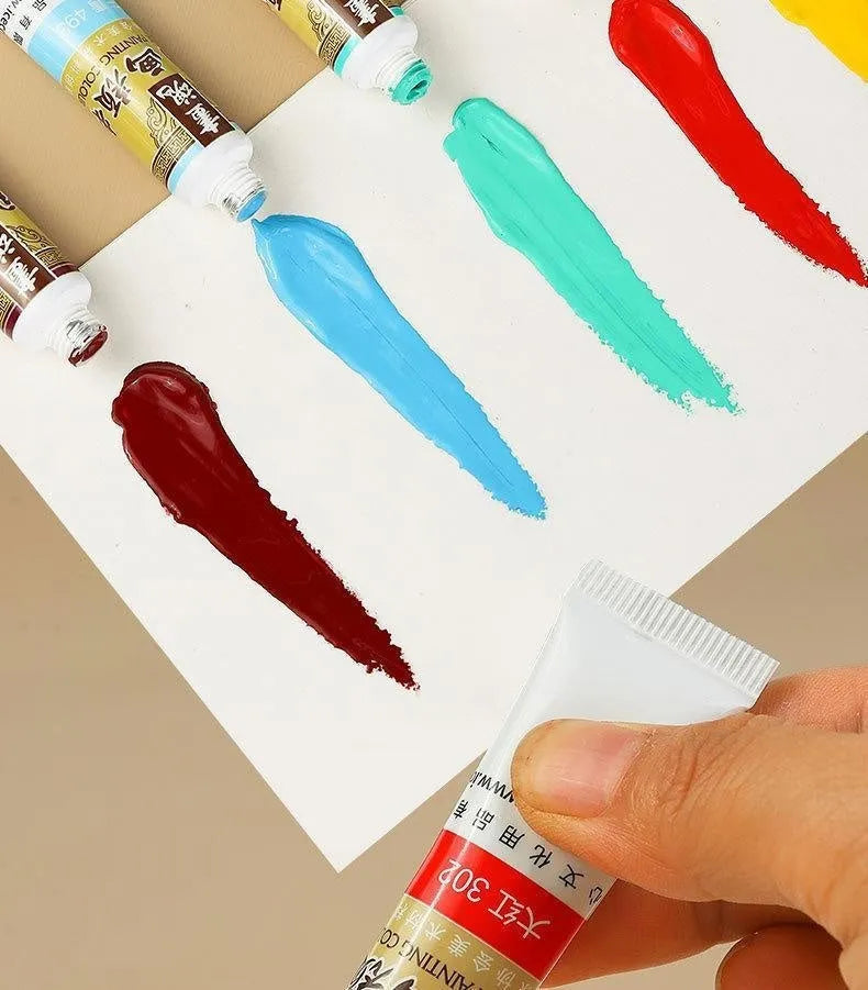 18-colour 12ml Chinese ink painting pigment set in tubes with plant-based paint for children beginners