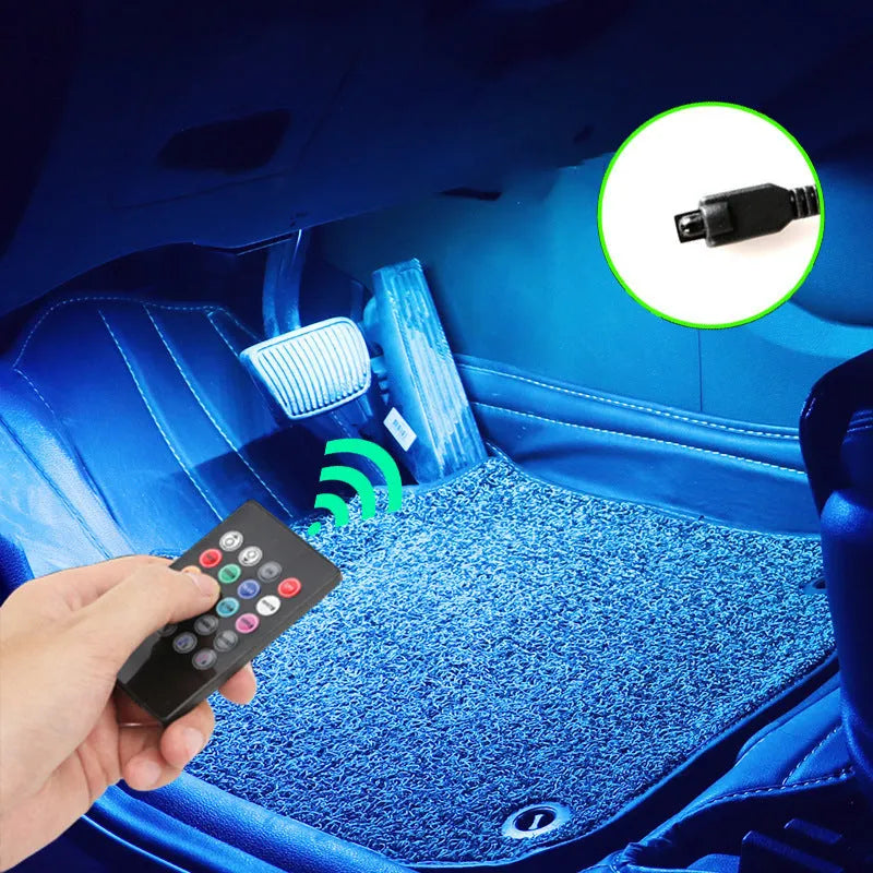 Car modification LED eight-color foot voice control rhythm atmosphere light with 36 lights USB head APP