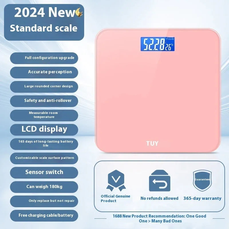 Household body weighing scale in multiple colour options with 26x26cm platform and choice of power methods