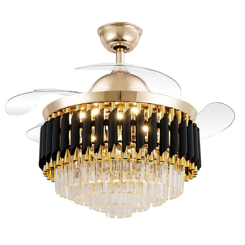 LED crystal chandelier ceiling fan light with remote control in 42 or 48 inch size options