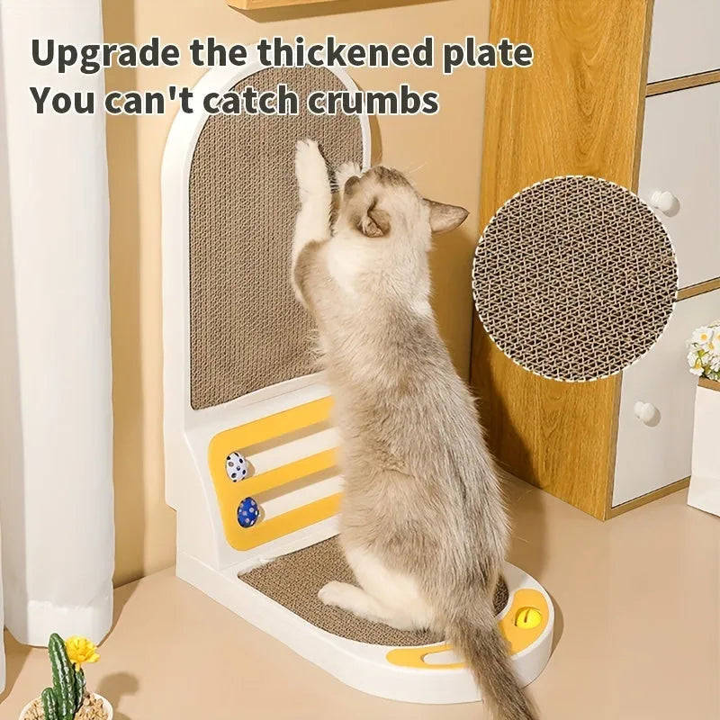 L-shape cat scratching board in grey with vertical and horizontal scratching surfaces