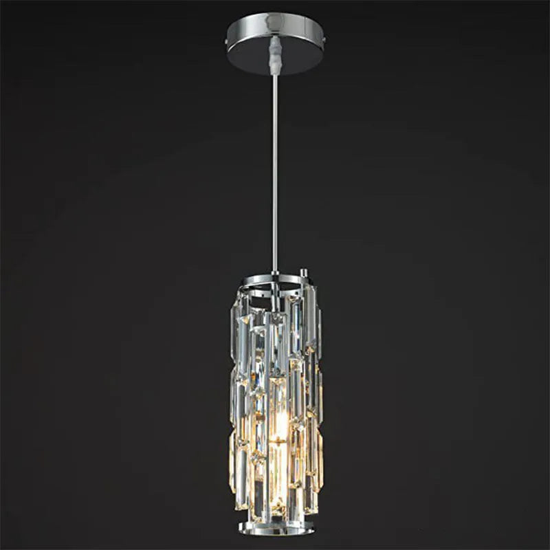 LED single-head industrial-style crystal droplight in black finish