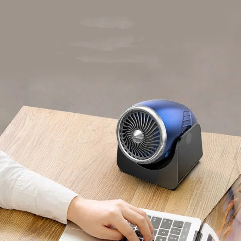 Navy blue 12v car heating fan with large air outlet for fast fog and frost removal