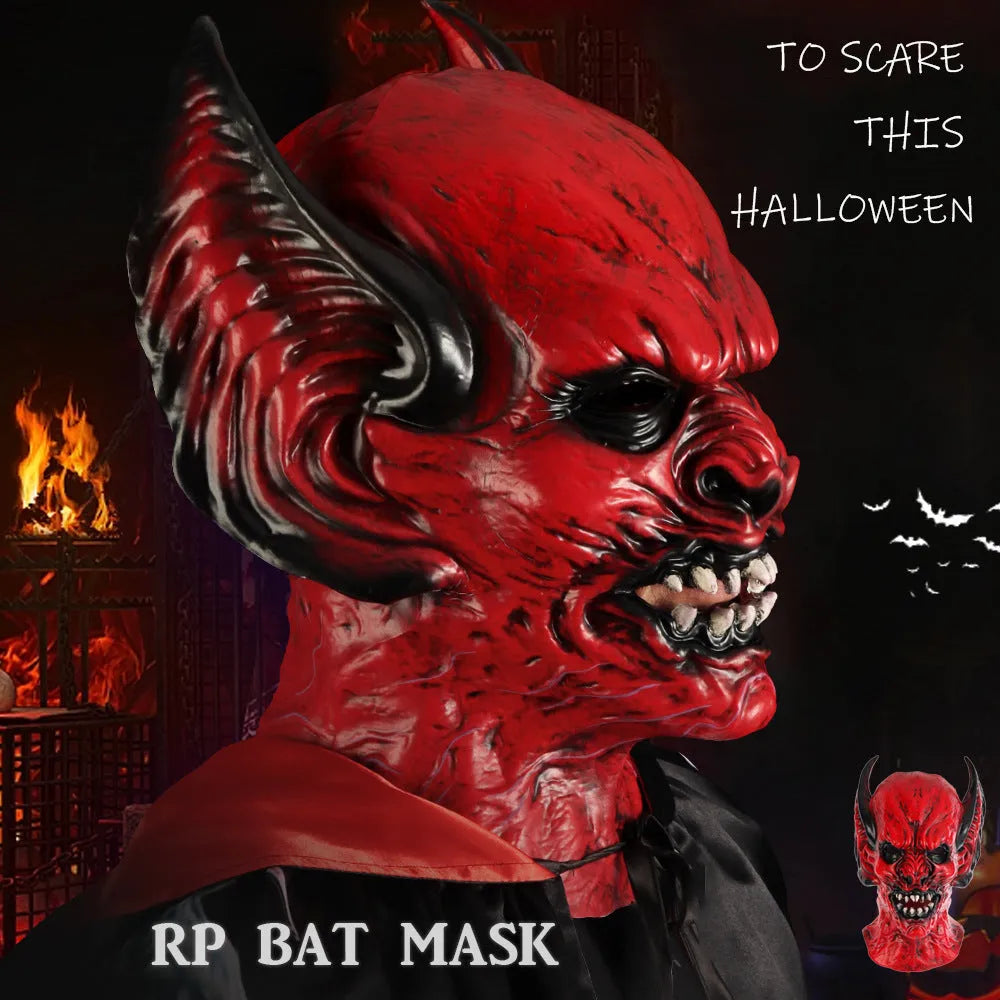 Red bat hood mask for Halloween dress up and costume parties