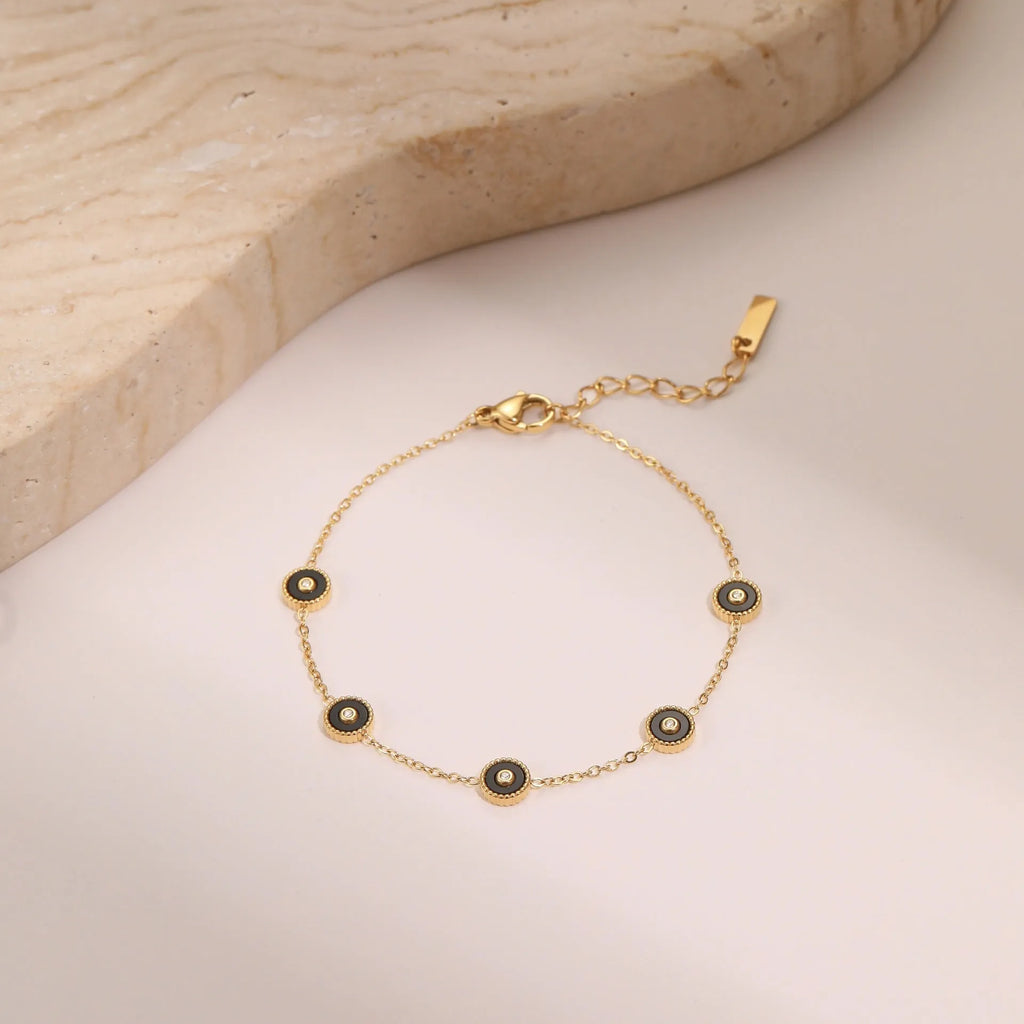 Geometric stainless steel bracelet with 18K gold plating for women's jewellery