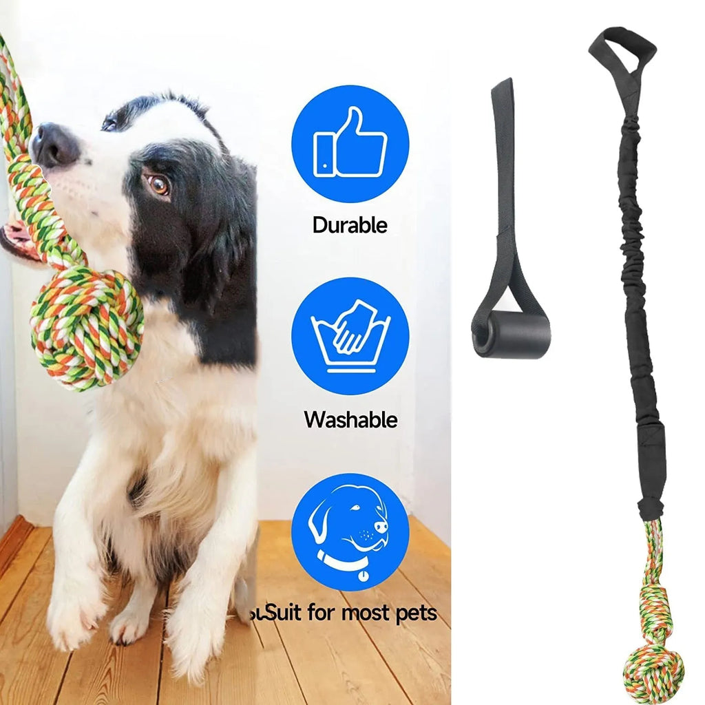 Cotton rope dog tug toy in black, grey or red colours for interactive play