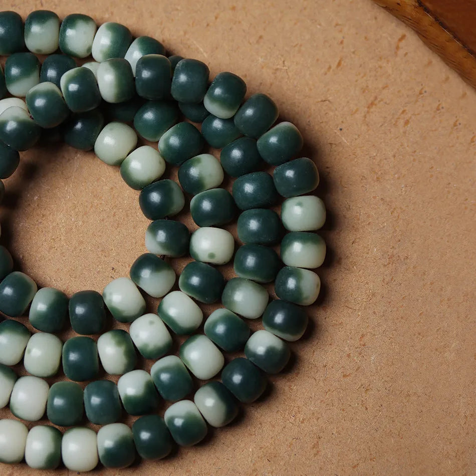 Bodhi root beads bracelet with floating flowers landscape pattern in 8x10mm size