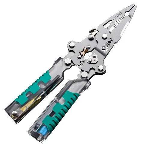 Thickened multi-functional electric pointed pliers wire stripper with rust-resistant steel cutting edges