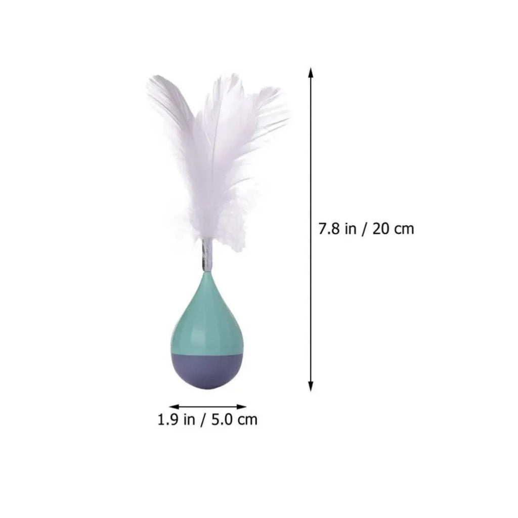 Feather tumbler cat toy with tease stick and self-healing ball in green colour