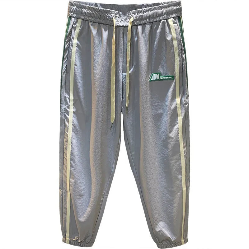 Men's black cotton harem trousers with elastic mid waistband and full length design for casual sports wear