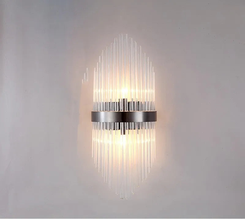 Crystal wall lamp with metallic finish in petal-shaped design for living room lighting