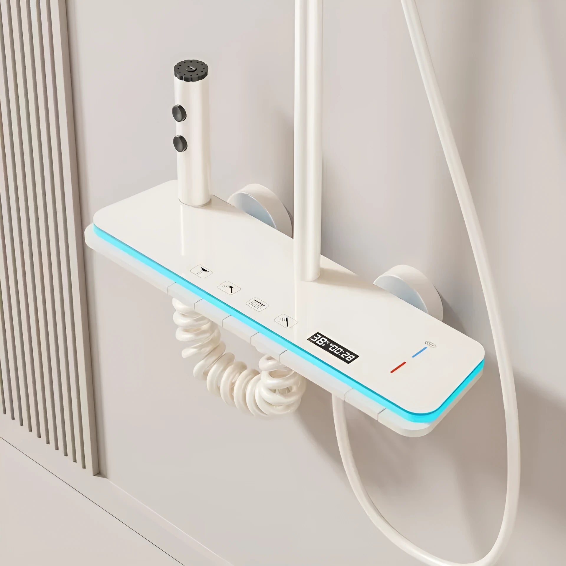 Aluminium digital display concealed shower set in white or grey finish