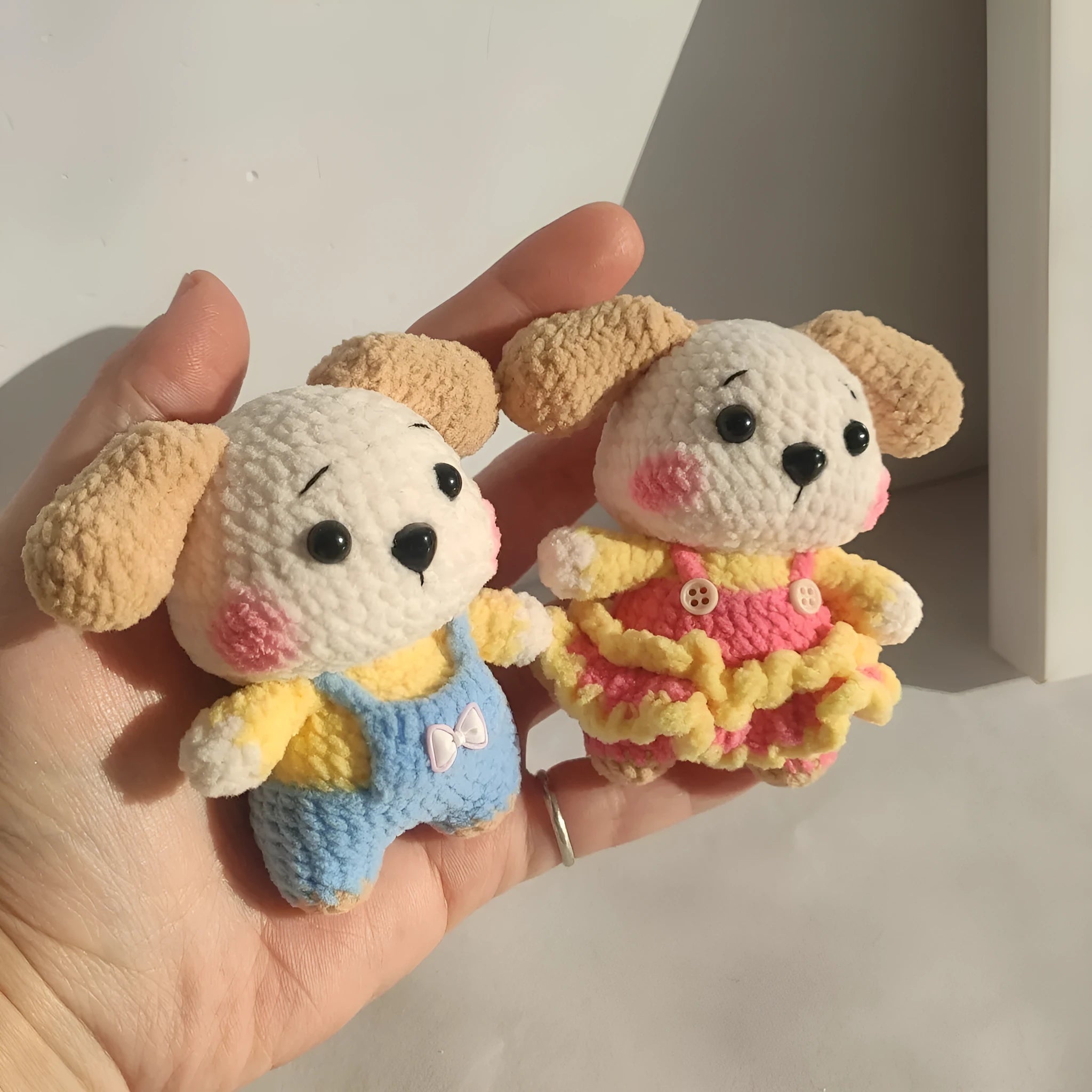 Wool zodiac dog pendant key chain in a pair style for couple matching gift