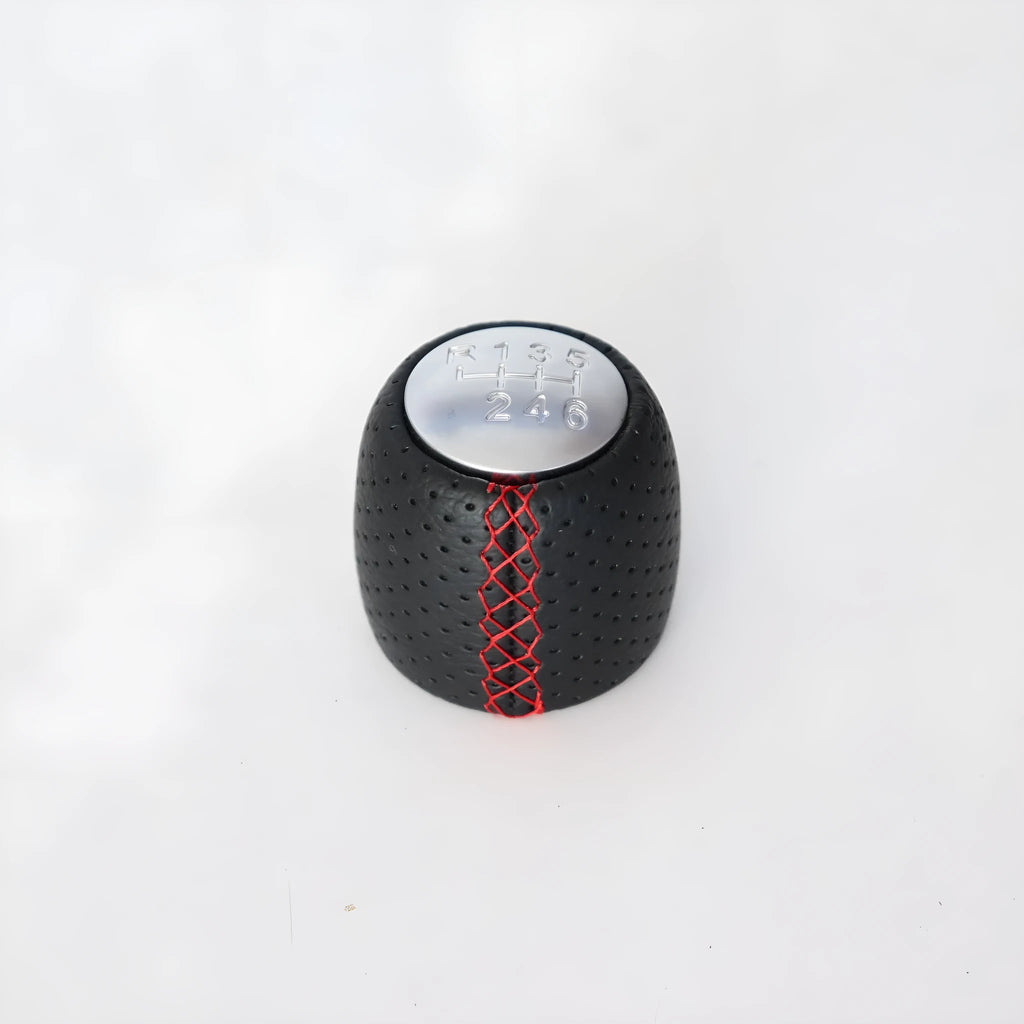 Sewn wrapped perforated style shift handball gear for Alpha vehicle PU material black line