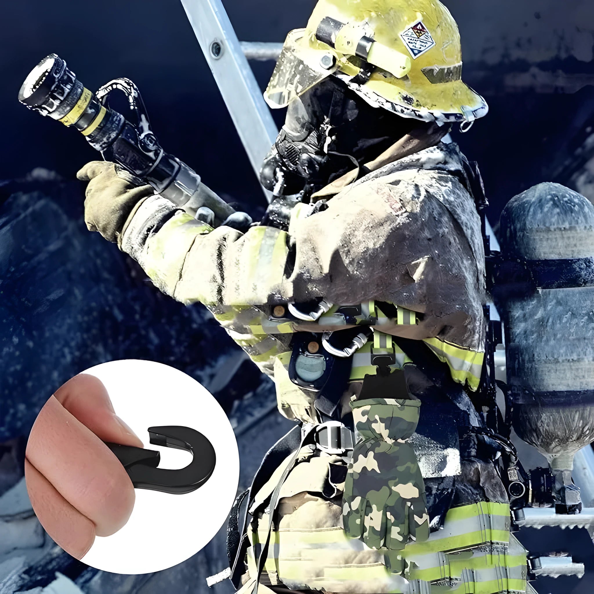 Fluorescent green gloves clamp with metal safety buckle for industrial applications