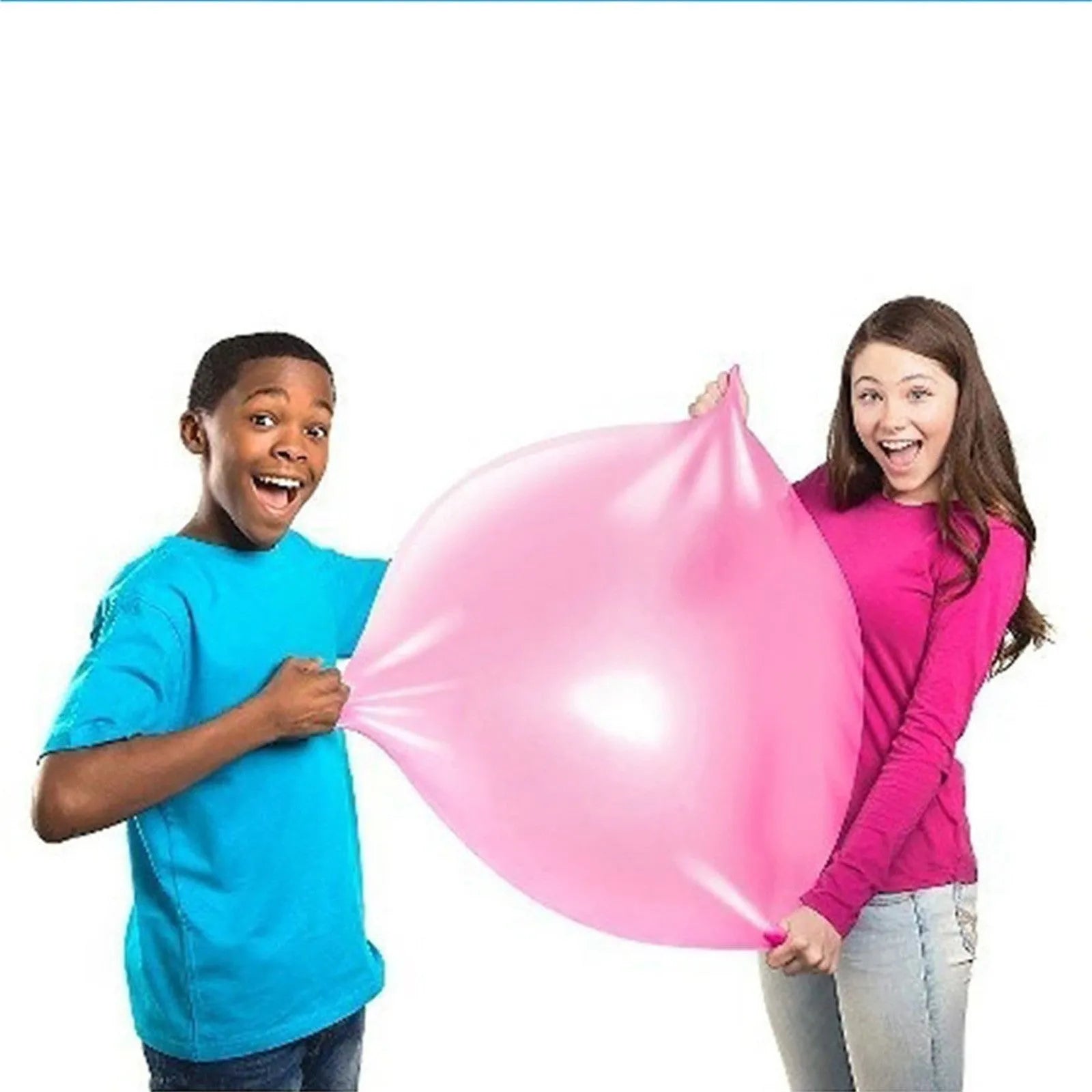 Inflatable bouncy ball in pink and yellow showing TPR material with 120cm diameter for party play