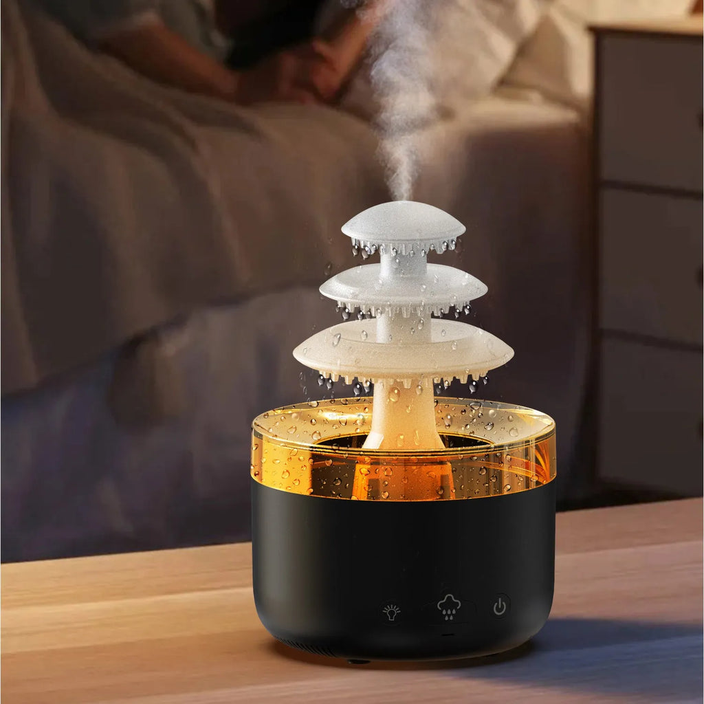 New Cloud Rain Air Humidifier Essential Oil Diffuser 500ml white USB mist colourful light