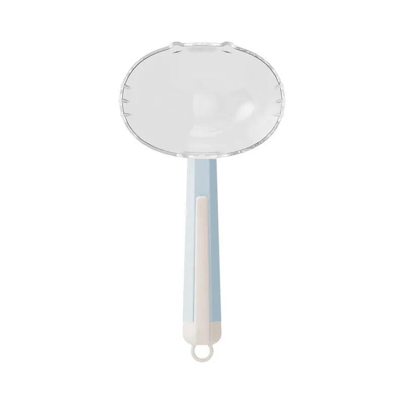 Pet food spoon with clip, plastic scoop for dogs and cats, blue colour